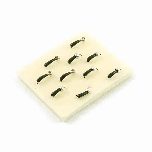 Мормышка вольфрамовая Мастив банан 2,5 болотный, латунный шарик 0,5гр (серебро)