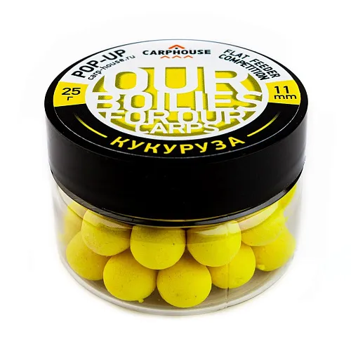 Бойлы Carp House Pop-Up 11 мм Flat Feeder Competition Кукуруза (банка)