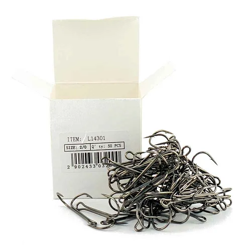 Крючки двойники Caiman Salmon Double up eye hook №2/0 (50 шт в упак) 14301