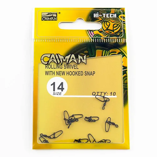 Застежка с вертлюгом Caiman 216020 black mat #14 10шт/уп 