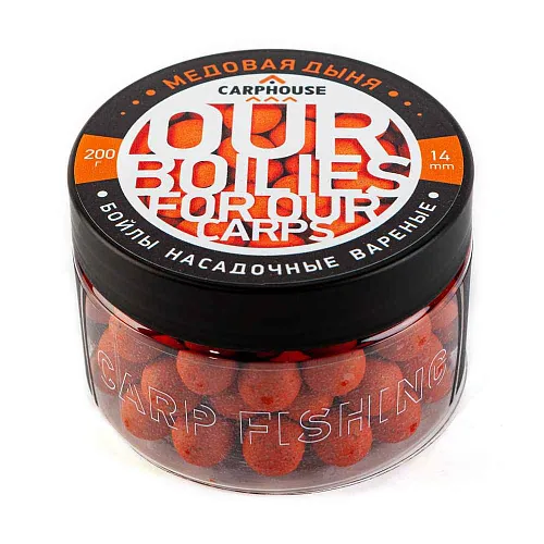 Бойлы Carp House вареные насадочные 14мм Медовая дыня (банка 200гр)