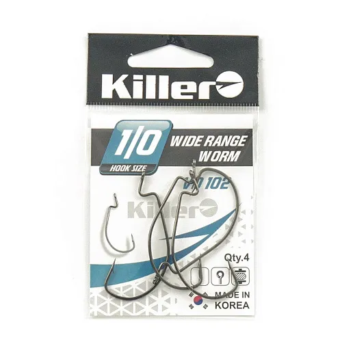 Крючок офсетный Killer Wide range worm № 1/0