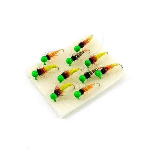 Мормышка вольфрамовая Мастив Ручейник дробь зеленый (вяз. песочный) (d. 5) 1,1гр (№10)