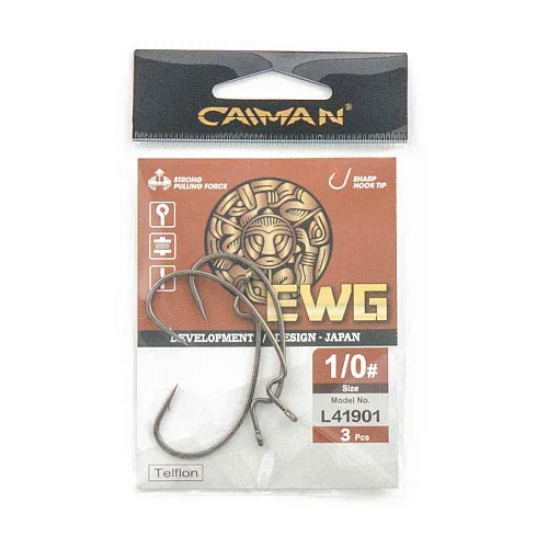 Крючки офсетные Caiman EWG Teflon №1/0 41901