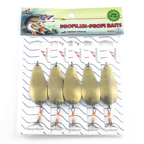 Блесна колеблющаяся нерж. Profilux Байкал 14гр цв. Н-02-с золото+серебро (5 шт в упак.)