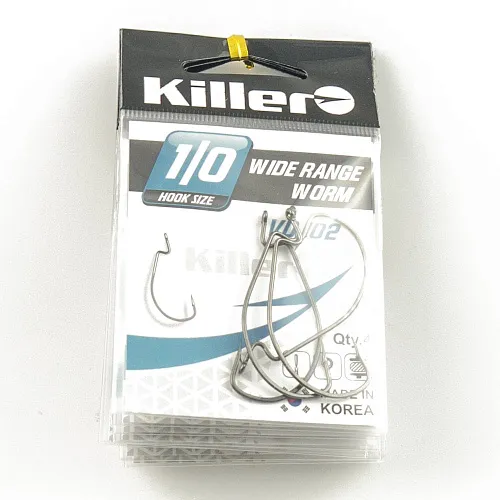 Крючок офсетный Killer Wide range worm № 1/0