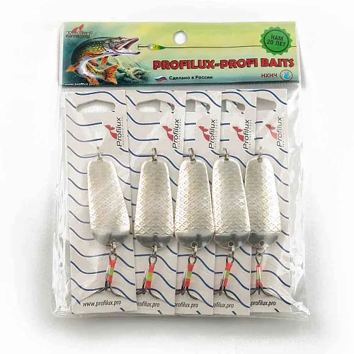 Блесна колеблющаяся Profilux Шторлинг БТ 19гр цв. 04 серебро чешуя (5 шт в упак.)