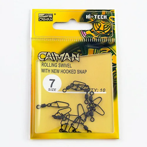 Застежка с вертлюгом Caiman 216016 black mat #7 10шт/уп 