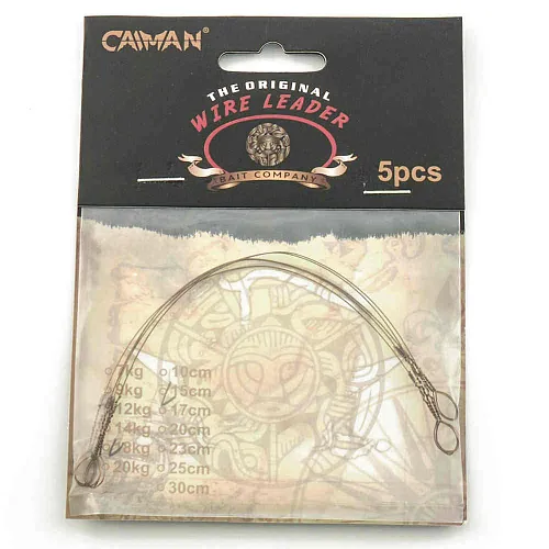 Поводок Caiman струна коричневый (5 шт. в уп.) Ф0,35 17 кг 15 см 256534