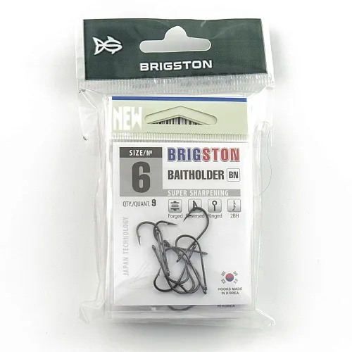Крючок Brigston Baitholder 2BH № 6 ( уп. 9 шт.)