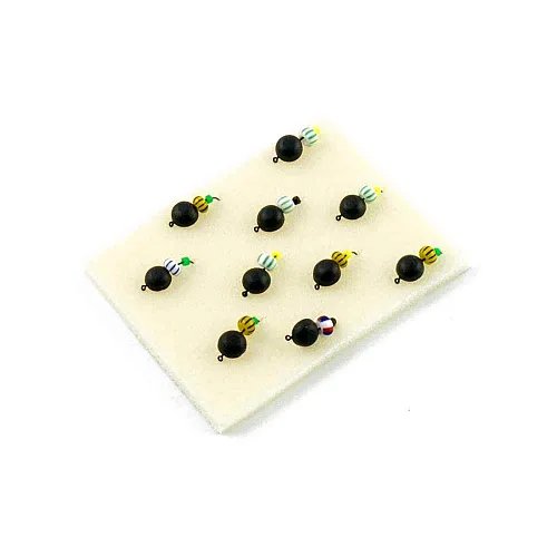 Мормышка вольфрамовая Мастив Таблетка 6 петля черный с глазкома, бисер, 1,5гр