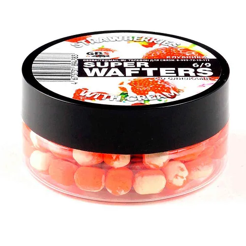 Бойлы нейтральной плавучести (Wafters) GBS Клубника со сливками 6х9мм