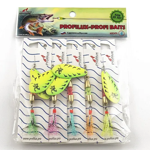 Блесна вращающаяся Profilux Таймень Б 15гр цв. 219 желтый-салатовый (5 шт в упак.)