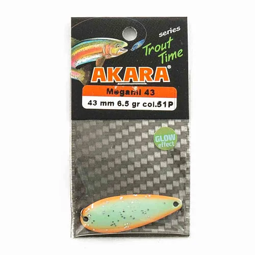 Блесна форелевая колеб. AKARA trout time Megami 43мм 6,5гр цвет 51Р фосфорная