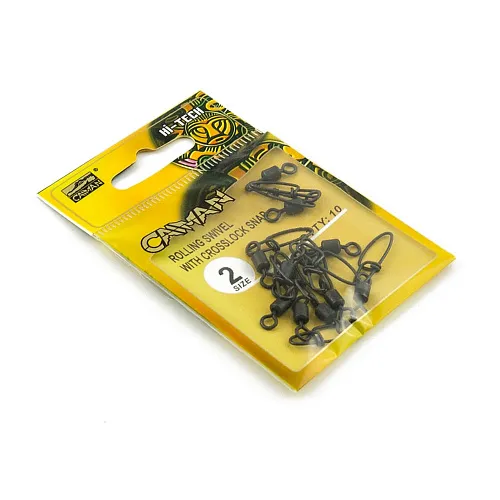 Застежка с вертлюгом Caiman 216001 black mat #2 10шт/уп 