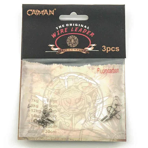 Поводок Caiman Fluorocarbon (3 шт. в уп.) Ф0,5 9 кг 25 см 256502