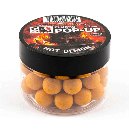 Бойлы GBS Baits Pop-up плавающие 12мм 40гр (уп. 6 шт) Hot Demon
