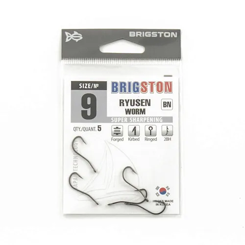 Крючок Brigston Ryusen Worm 2BH BN № 9 ( уп. 5 шт.)