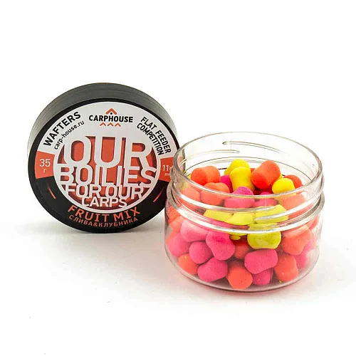 Бойлы Carp House Wafters дамбелс 11*8 мм Fruit mix слива-клубника (Фрукты)
