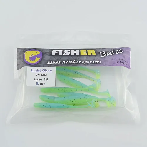 Виброхвост FISHER BAITS Light Glow 71мм цвет 19 (уп. 8шт)