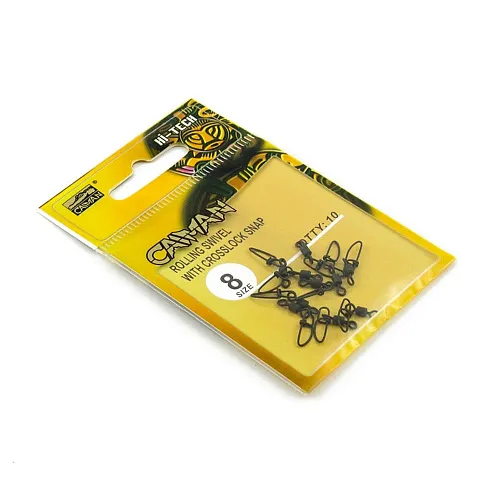 Застежка с вертлюгом Caiman 216007 black mat #8 10шт/уп 