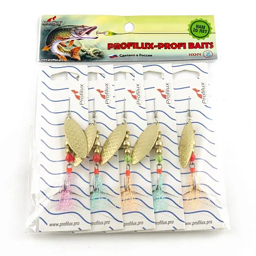 Блесна вращающаяся Profilux Лонг3 8гр цв. 05 латунь чешуя (5 шт в упак.)