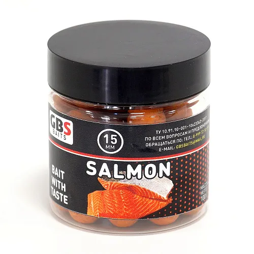 Бойлы GBS Baits тонущие насадочные 15мм 100гр Salmon Лосось (5шт в упак)