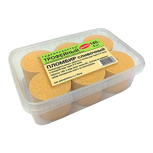 Гидропланктон Толстолобик 140г в контейнере 6 табл (Пломбир сливочный)