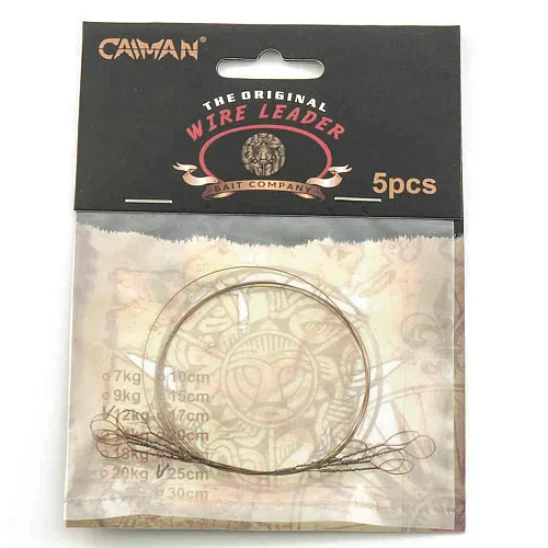 Поводок Caiman струна коричневый (5 шт. в уп.) Ф0,32 12 кг 25 см 256532