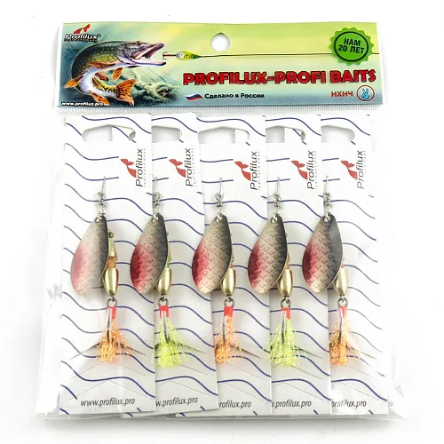 Блесна вращающаяся Profilux Таймень М 12гр цв. 07 серебро черноспинка (5 шт в упак.)