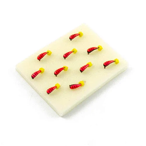 Мормышка вольфрамовая Мастив банан 3 красный+черный, кубик 0,7гр (сырный)