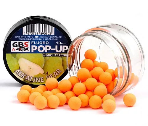 Бойлы GBS Baits Pop-up плавающие 10мм 40гр (уп. 6 шт) Alkaline Pear Щелочная груша