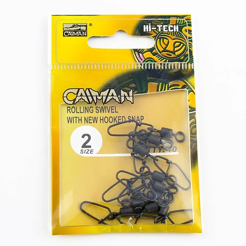 Застежка с вертлюгом Caiman 216011 black mat #2 10шт/уп 