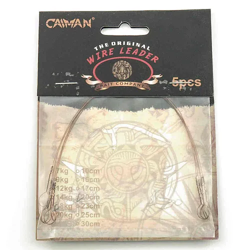 Поводок Caiman струна коричневый (5 шт. в уп.) Ф0,35 17 кг 20 см 256535