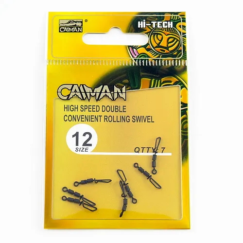 Застежка с двойным вертлюгом Caiman 216039 black mat #12 7шт/уп 