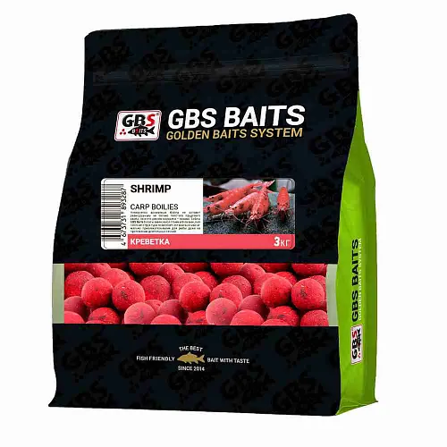 Бойлы тонущие GBS Baits 20мм 3кг Red Krill Shrimp Креветка