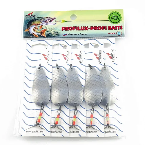 Блесна колеблющаяся нерж. Profilux Байкал 14гр цв. Н-04 серебро чешуя (5 шт в упак.)