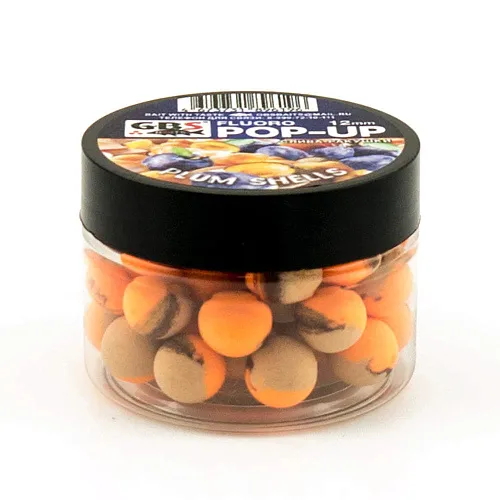 Бойлы GBS Baits Pop-up плавающие 12мм 40гр (уп. 6 шт) Слива-ракушки