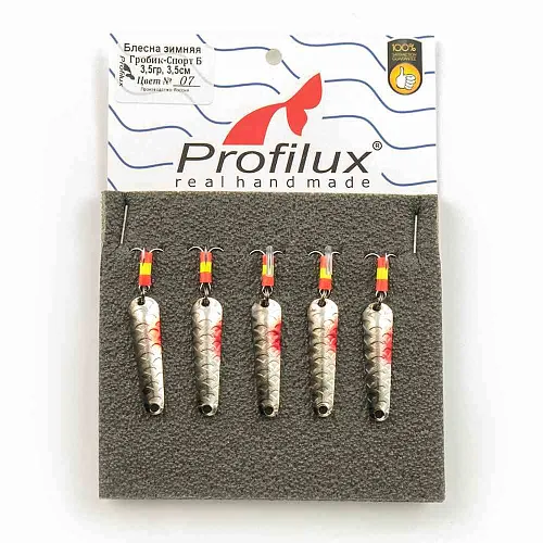 Блесна зимняя Profilux Гробик-спорт Б 3,5гр цв. 07 серебро-черноспинка чешуя