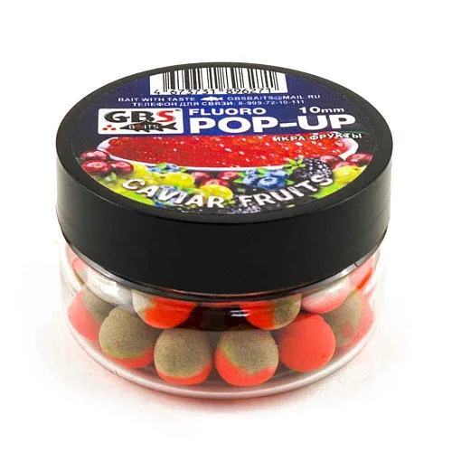 Бойлы GBS Baits Pop-up плавающие 10мм 40гр (уп. 6 шт) Икра-фрукты