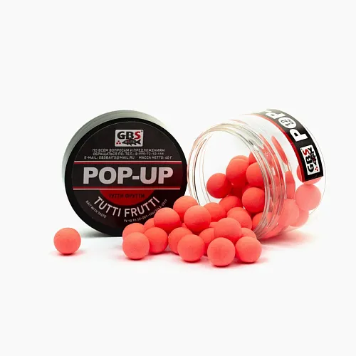 Бойлы GBS Baits Pop-up плавающие 8мм 40гр (уп. 6 шт) Тутти-фрутти
