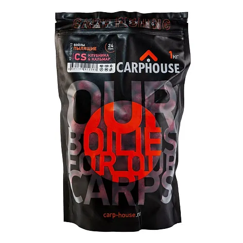 Бойлы Carp House пылящие CS Клубника-кальмар 1кг 24мм