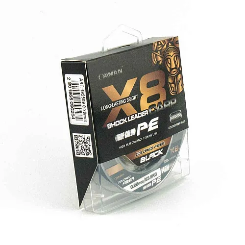 Шнур Caiman Shock Leader Carp восьмижильный (Black) 140 м 0,28 