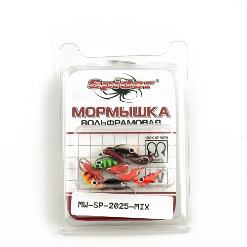Мормышка вольфрамовая Spider Рижский банан с ушком краш. 2,5 мм 0,6 гр Mix