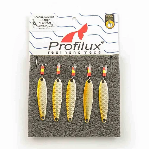 Блесна зимняя Profilux Планер 4гр цв. 10 серебро-золото чешуя