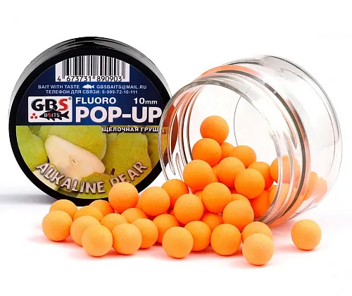 Бойлы GBS Baits Pop-up плавающие 12мм 40гр (уп. 6 шт) Alkaline Pear Щелочная груша