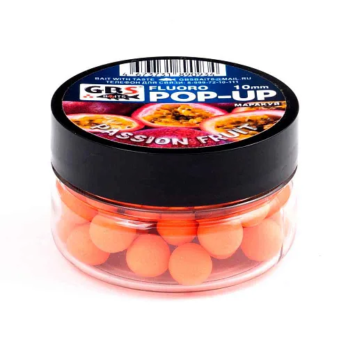 Бойлы GBS Baits Pop-up плавающие 10мм 40гр (уп. 6 шт) Passion Fruit Маракуйя