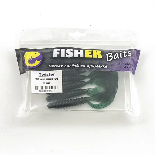 Виброхвост FISHER BAITS Twister 78мм цвет 06 (уп. 5шт)