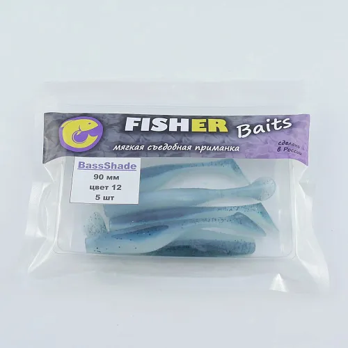 Виброхвост FISHER BAITS Bass Shade 90мм цвет 12 (уп. 5шт)