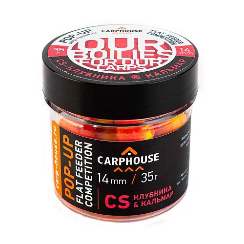 Бойлы Carp House Pop-Up 14 мм CS Клубника кальмар (банка)